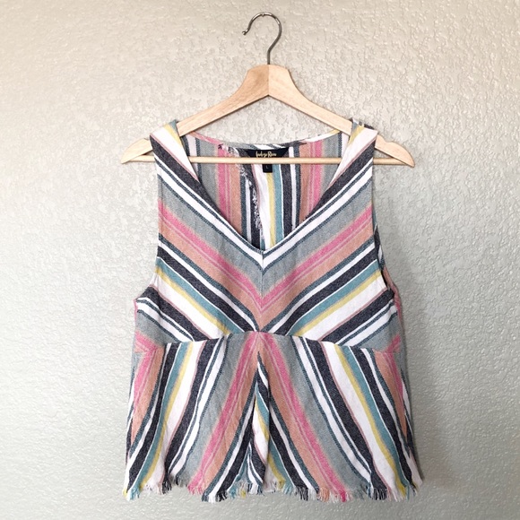 Indigo Rein Tops - Open Back Linen Fringed Boho Tank